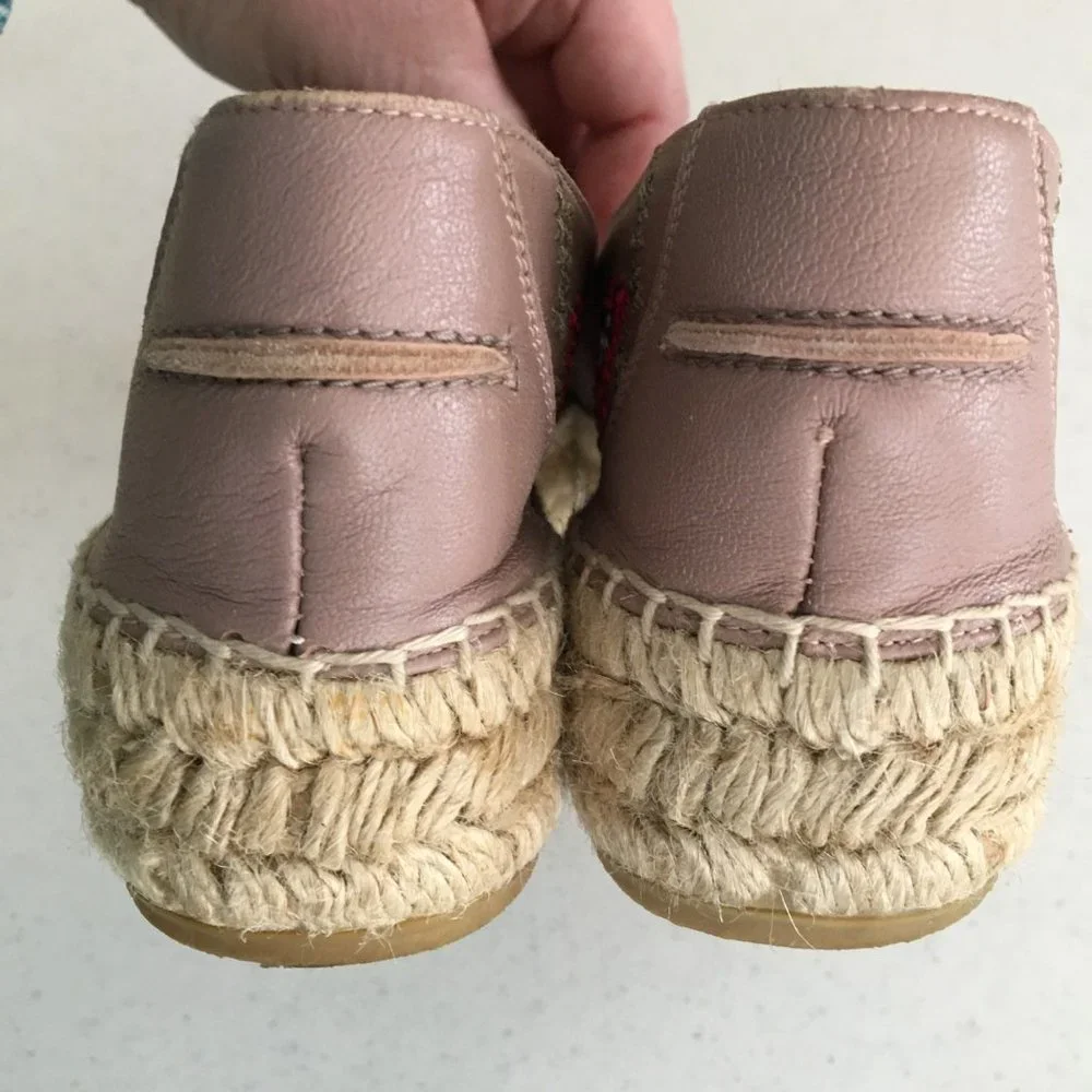 Taupe Cross Stitch Embroidered Espadrille Platform Slip On Shoes Donald J Pliner